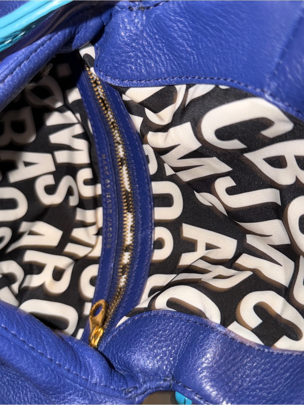 Marc Jacobs Two-Tone Blue Leather Crossbody with Teal Trim - Picture 3 of 7